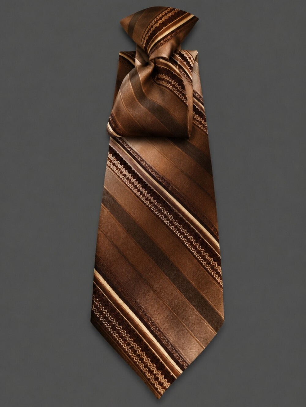 Vtg JOSKE'S 1980s Brown Striped Slim Clip-on Tie